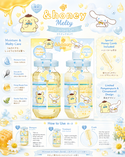 &Honey Sanrio Limited Hair Care Set – Cinnamoroll & Pompompurin with Hair Brush