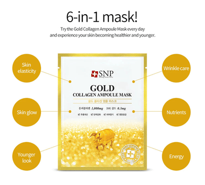 SNP Gold Collagen Ampoule Mask 10pcs
