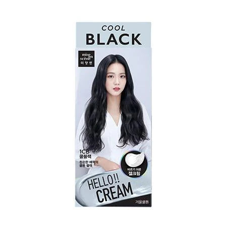 MISE EN SCENE HELLO CREAM HAIR DYE 1CB COOL BLACK (爱茉莉染发剂 1CB酷黑)