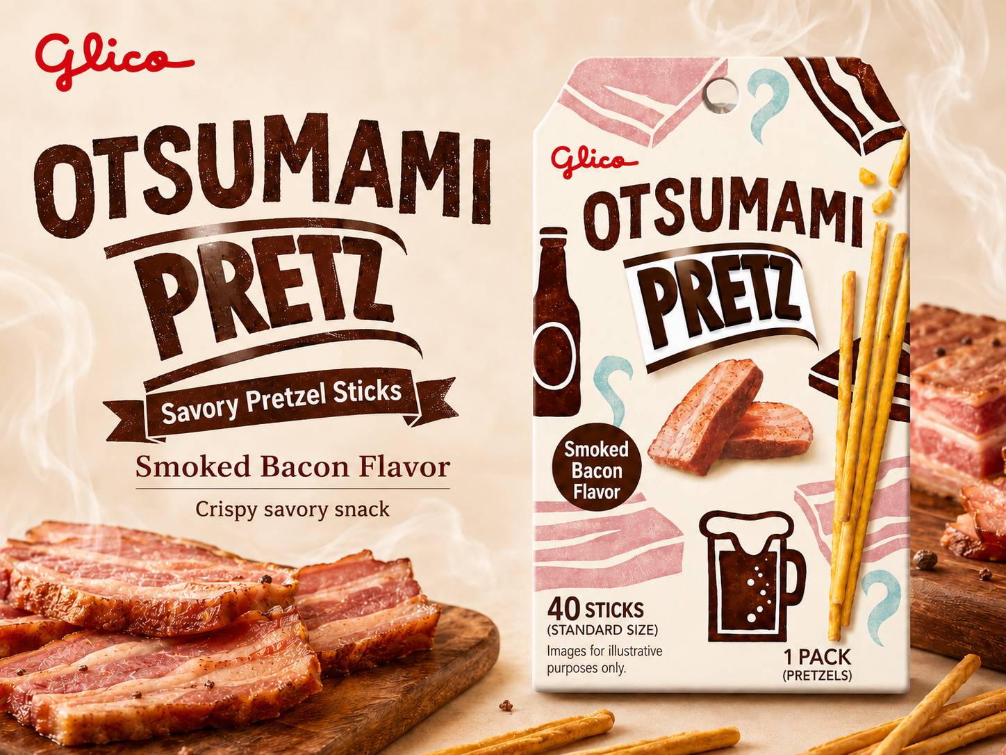 Glico Otsumami Pretz Smoked Bacon Flavor 24g