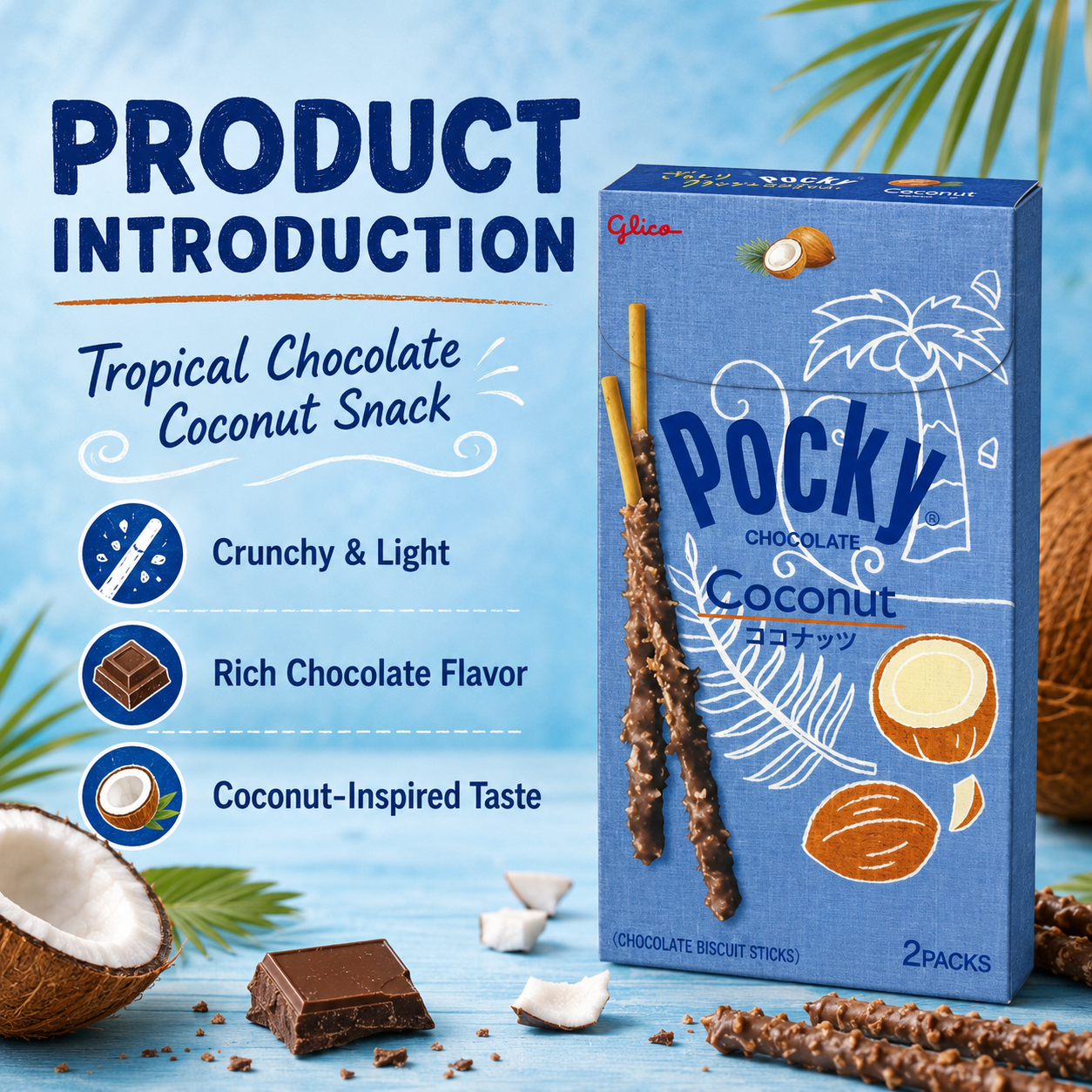 Glico Pocky Coconut Chocolate Biscuit Sticks