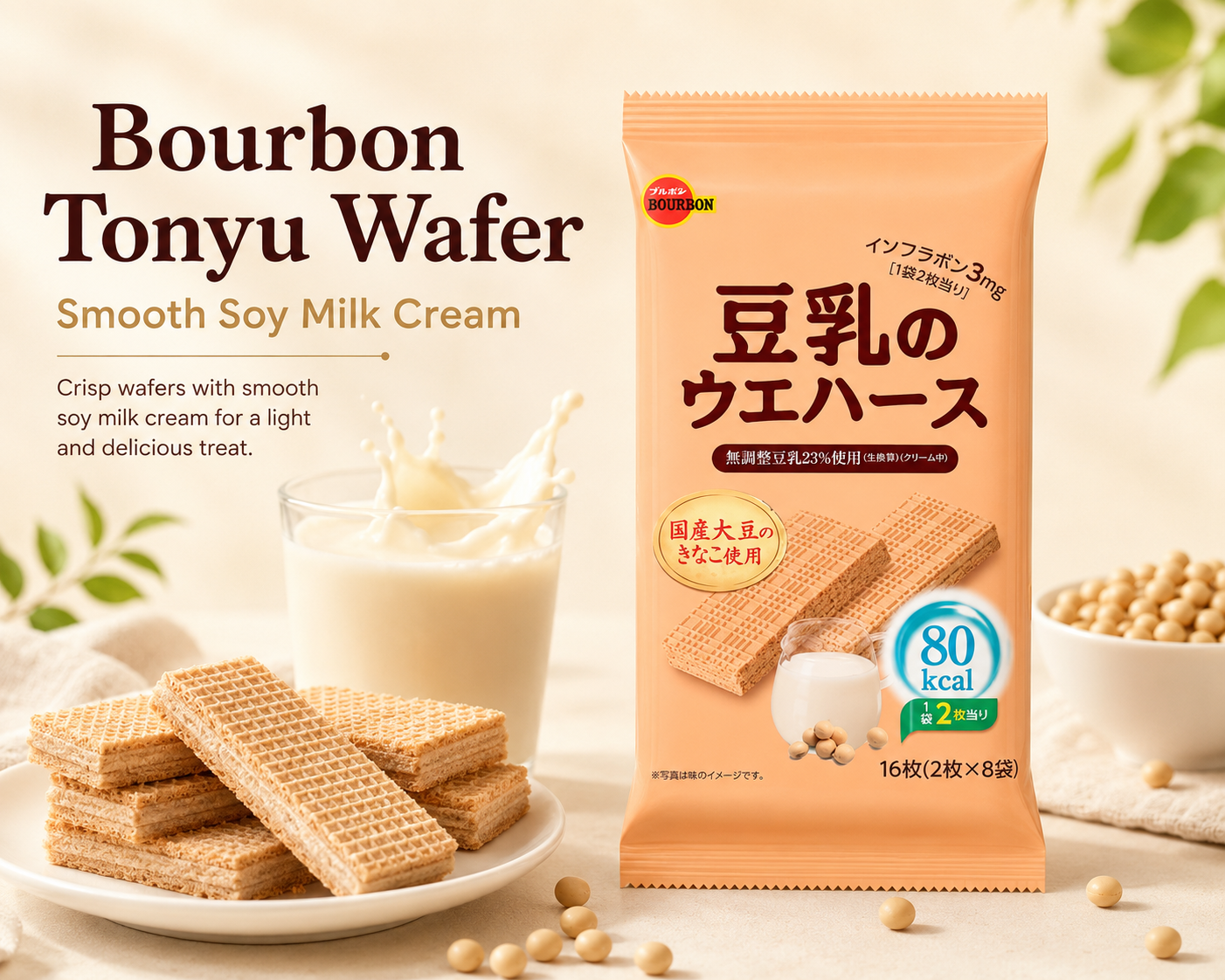 Bourbon Tonyu Soy Milk Wafers 16 Pieces
