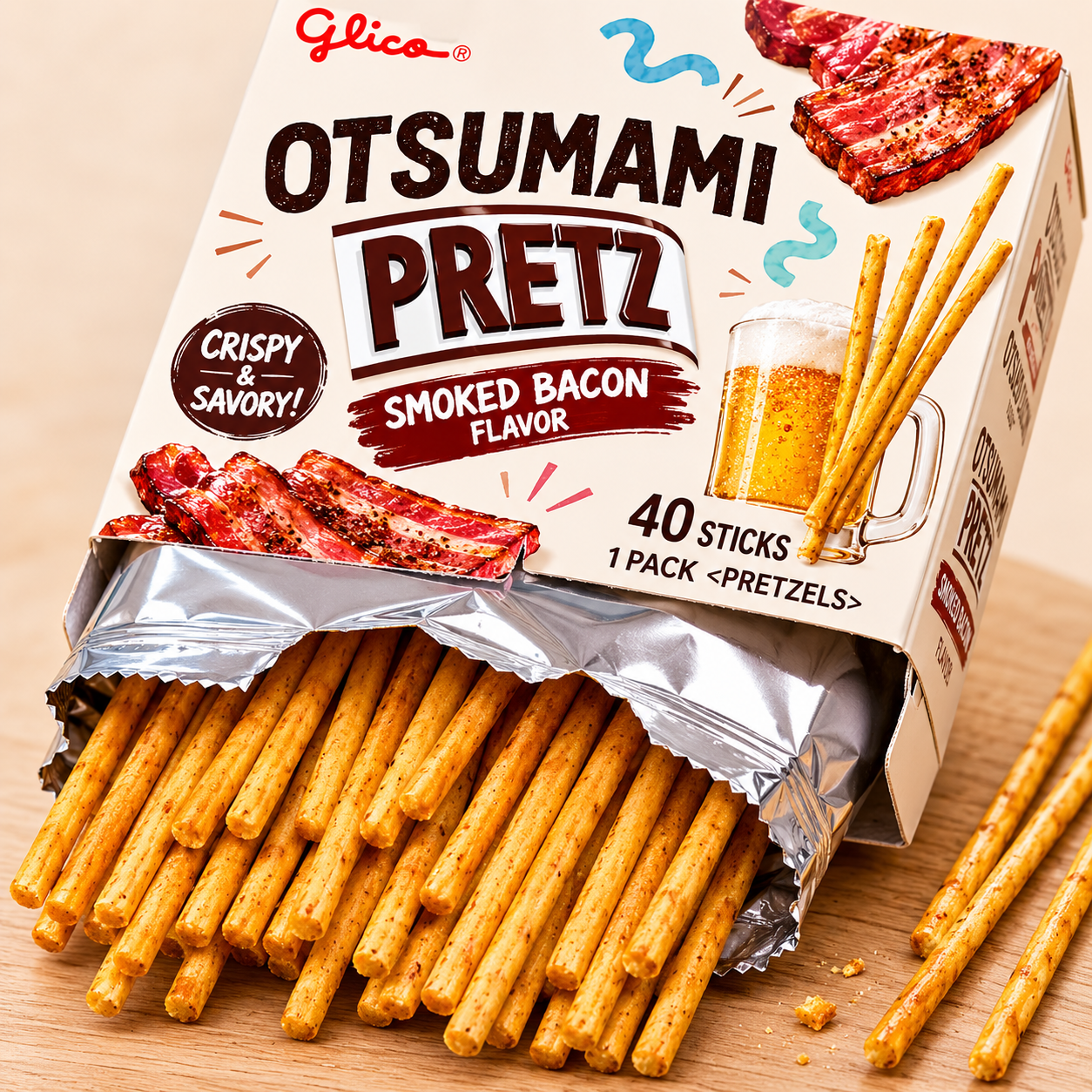 Glico Otsumami Pretz Smoked Bacon Flavor 24g