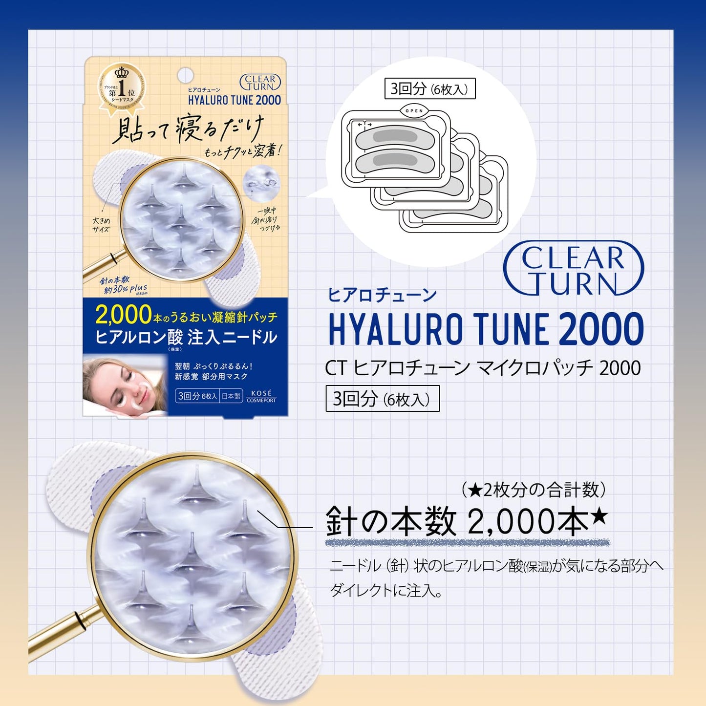 KOSE Clear Turn Hyaluro Tune Micro Patch 2000 3 Uses
