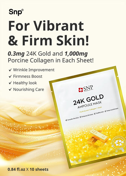 SNP Gold Collagen Ampoule Mask 10pcs