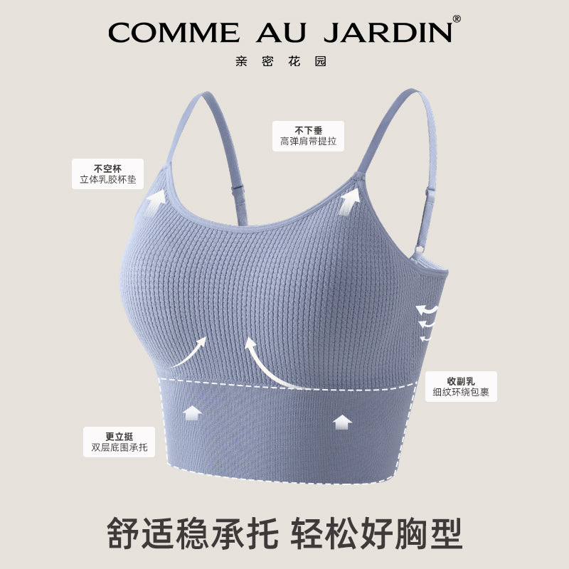 CAJ Premium Seamless Sports Bra for Women – High Support Yoga Top with Stylish Back Design for Running and Fitness 无缝运动内衣外穿文胸训练美背bra瑜伽上衣防震跑步背心女健身服 细带律动2in1