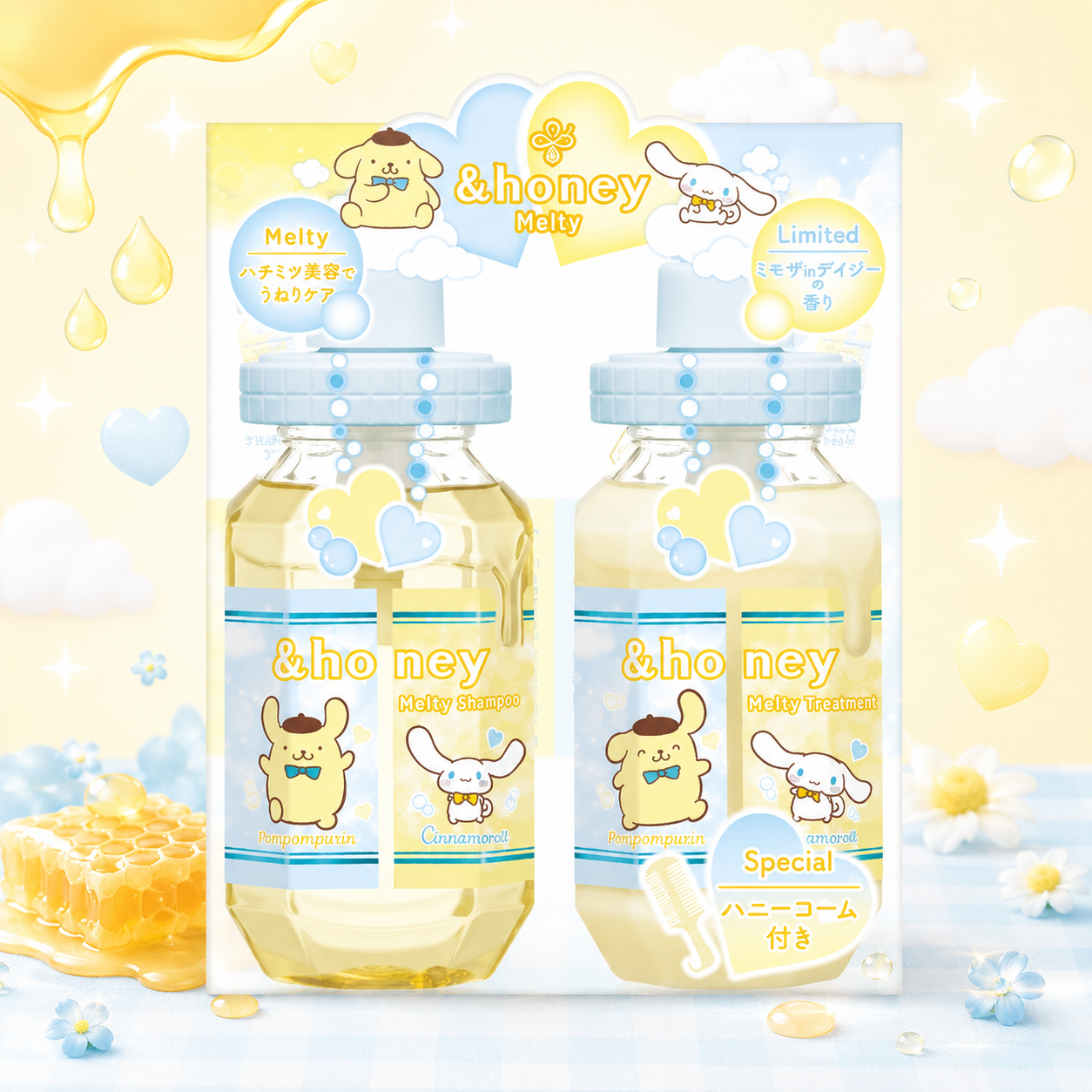 &Honey Sanrio Limited Hair Care Set – Cinnamoroll & Pompompurin with Hair Brush