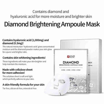 SNP Diamond Brightening Ampoule Mask 10pcs
