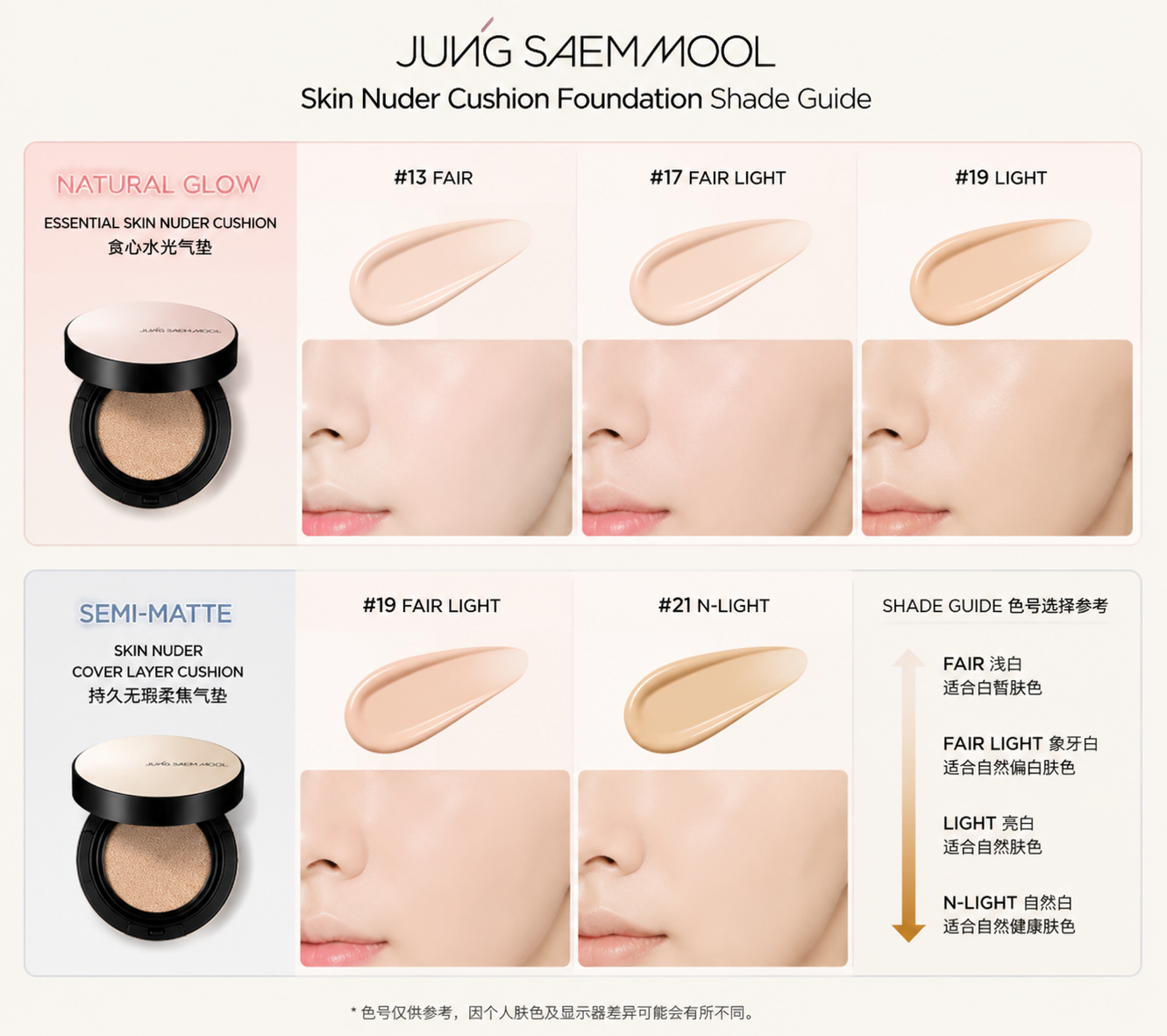 JUNGSAEMMOOL Skin Nuder Cushion Foundation SPF50+ PA+++ 14g x2