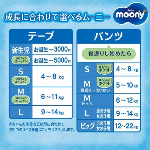 Moony Air Nappies Newborn 76PK (Up to 5KG)