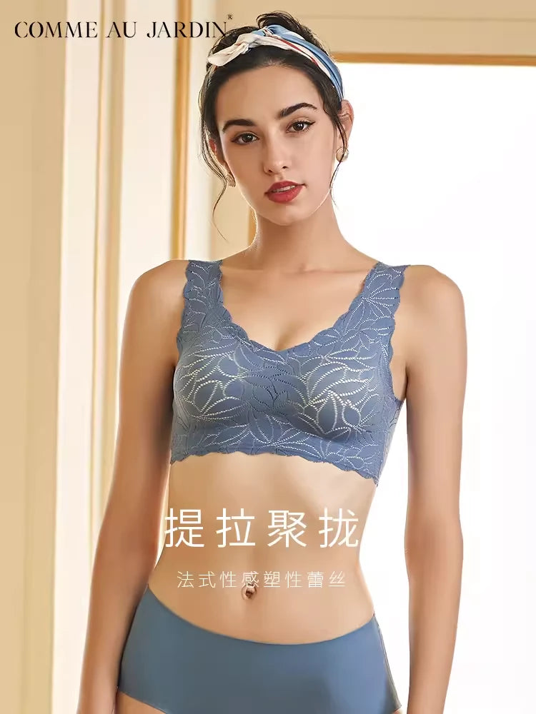 CAJ "Invisible Lace Bra for Smoothing, Lifting, and Preventing Sagging, ABC Cup" 亲密花园 无痕内衣Noble蕾丝收副乳文胸（雅致）