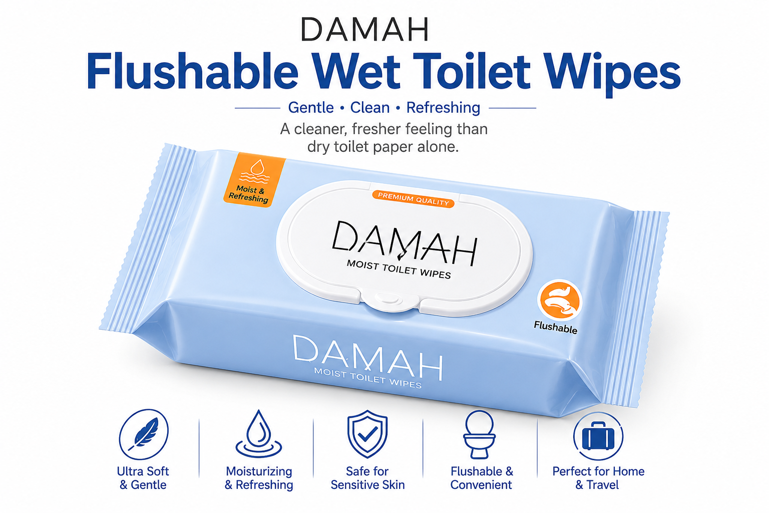 DAMAH Moist Toilet Tissue Wet Wipes 15pcs