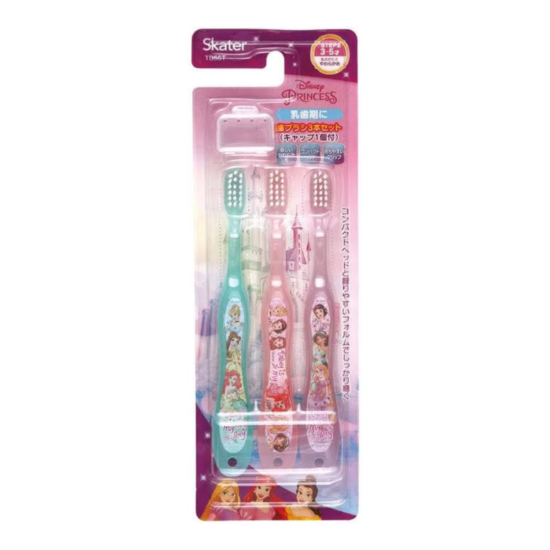 SKATER Disney Princess Kids Toothbrush Set 3pcs with Cap