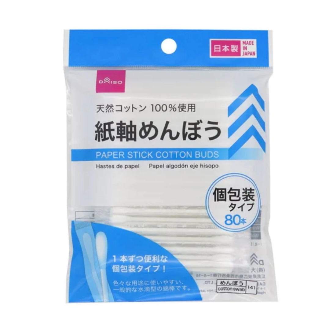 DAISO Paper Stick Cotton Swabs 80 Tips