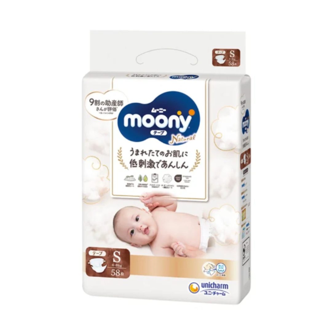 MOONY Natural Baby Diapers Tape S 58pcs (4-8KG)