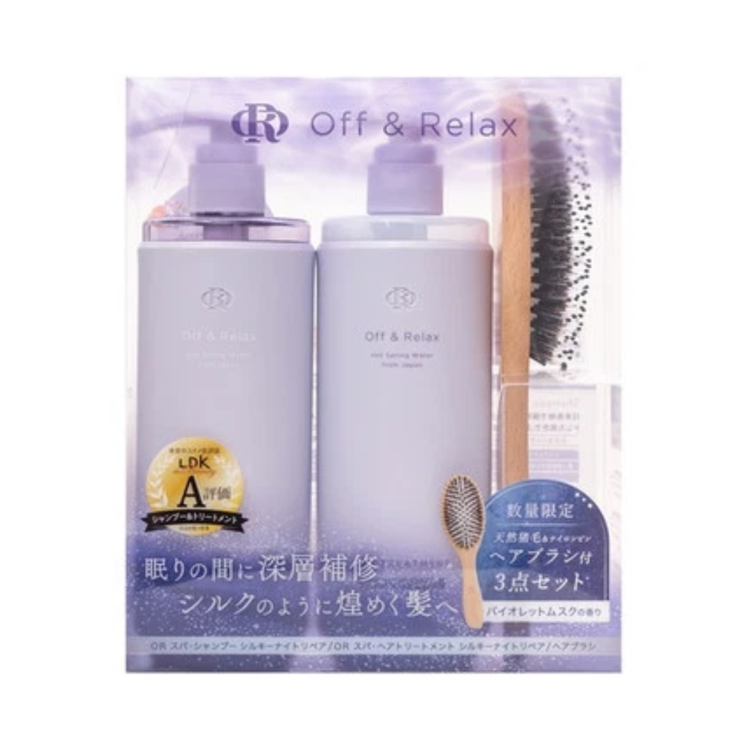 OFF & RELAX Silky Night Repair Care Set 460ml × 2 + Comb