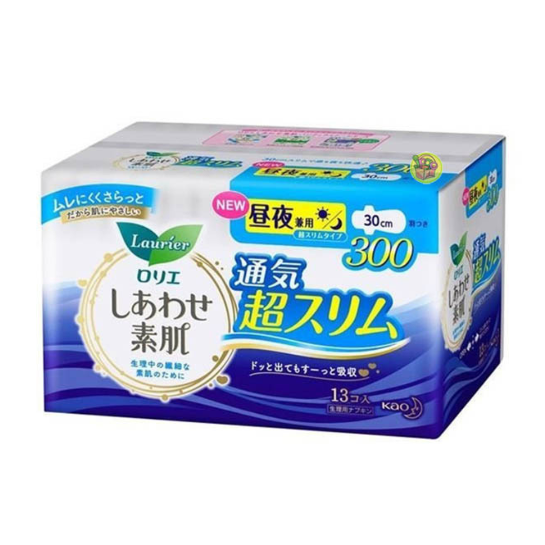 KAO LAURIER Shiawase Suhada Ultra Slim Day & Night Pads with Wings 30cm 13pcs
