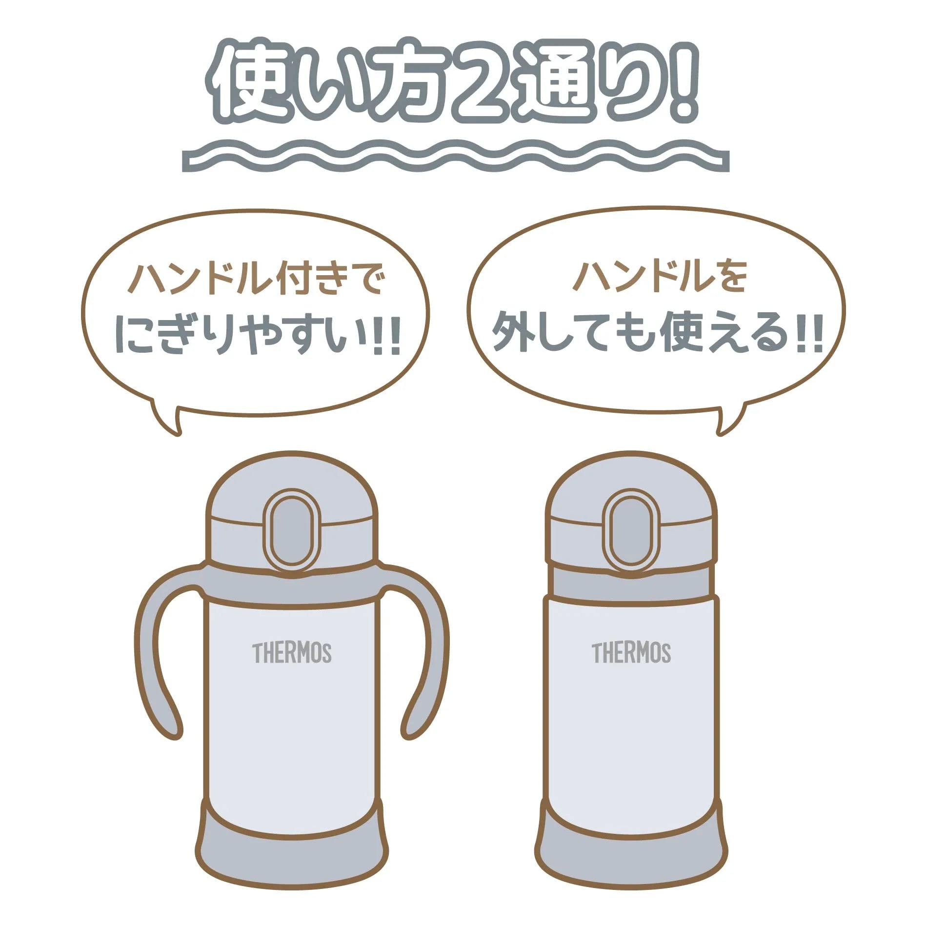 THERMOS Double-Handle Straw Cooler Cup 350 ML (Gray)