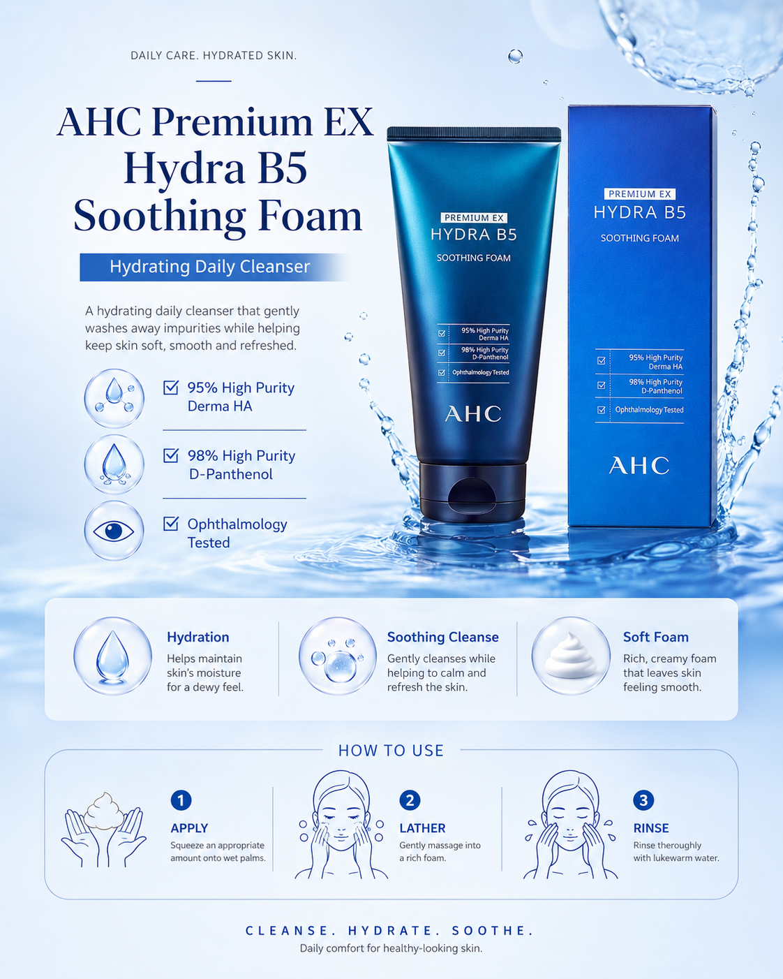 AHC Premium EX Hydra B5 Soothing Foam 180ml