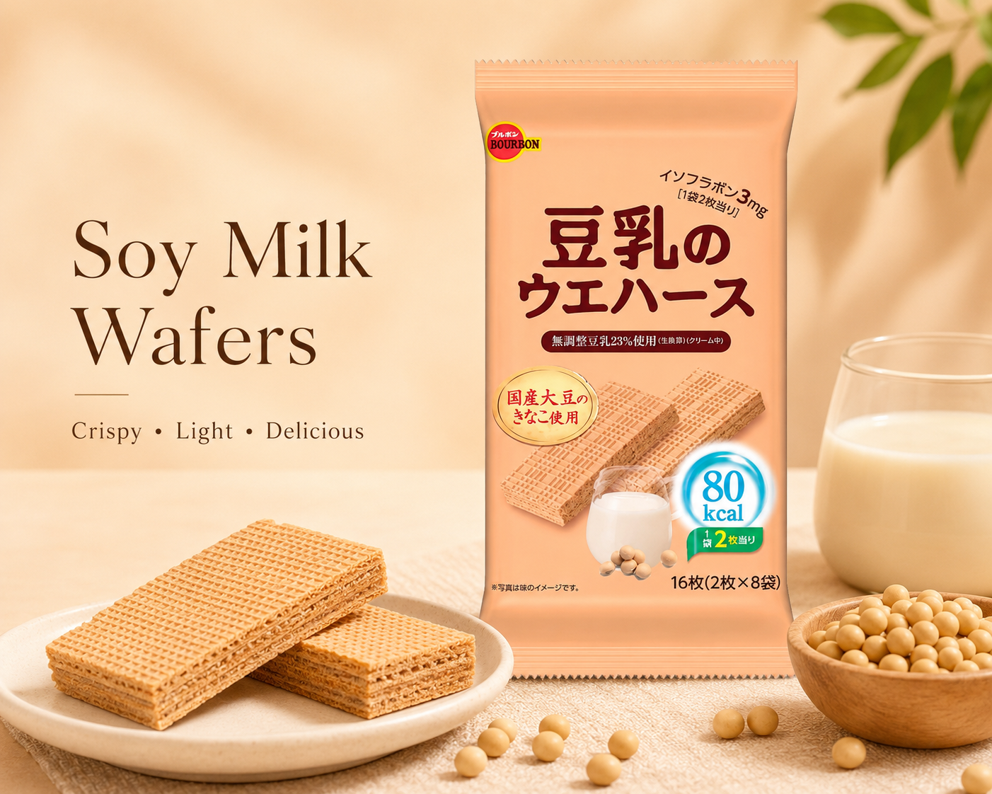 Bourbon Tonyu Soy Milk Wafers 16 Pieces