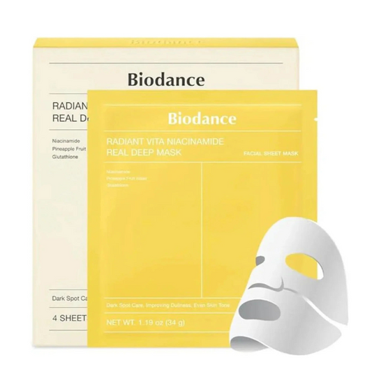 Biodance Collagen Brightening and Freckle-Removing Facial Mask, Yellow, 4 Pieces Per Pack