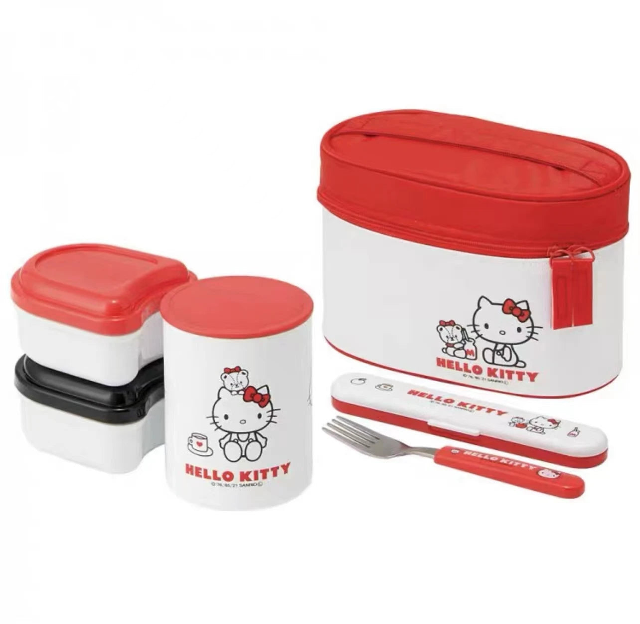 SKATER Hello Kitty Thermal 4-in-1 Lunch Bowl Set