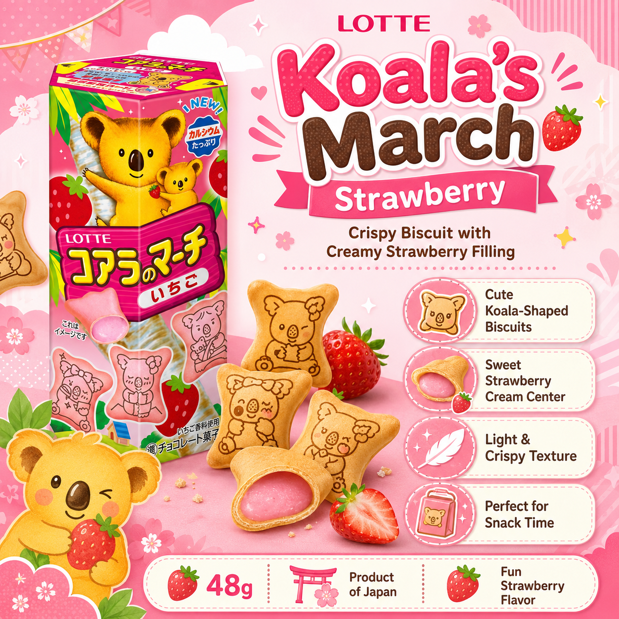 Lotte Koala’s March Strawberry Chocolate Biscuits 48g