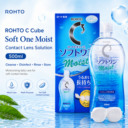 ROHTO C Cube Soft One Moist Contact Lens Solution 500ml