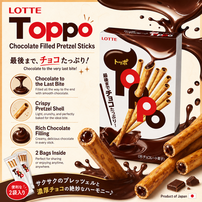 Lotte Toppo Chocolate Filled Biscuit Sticks 72g