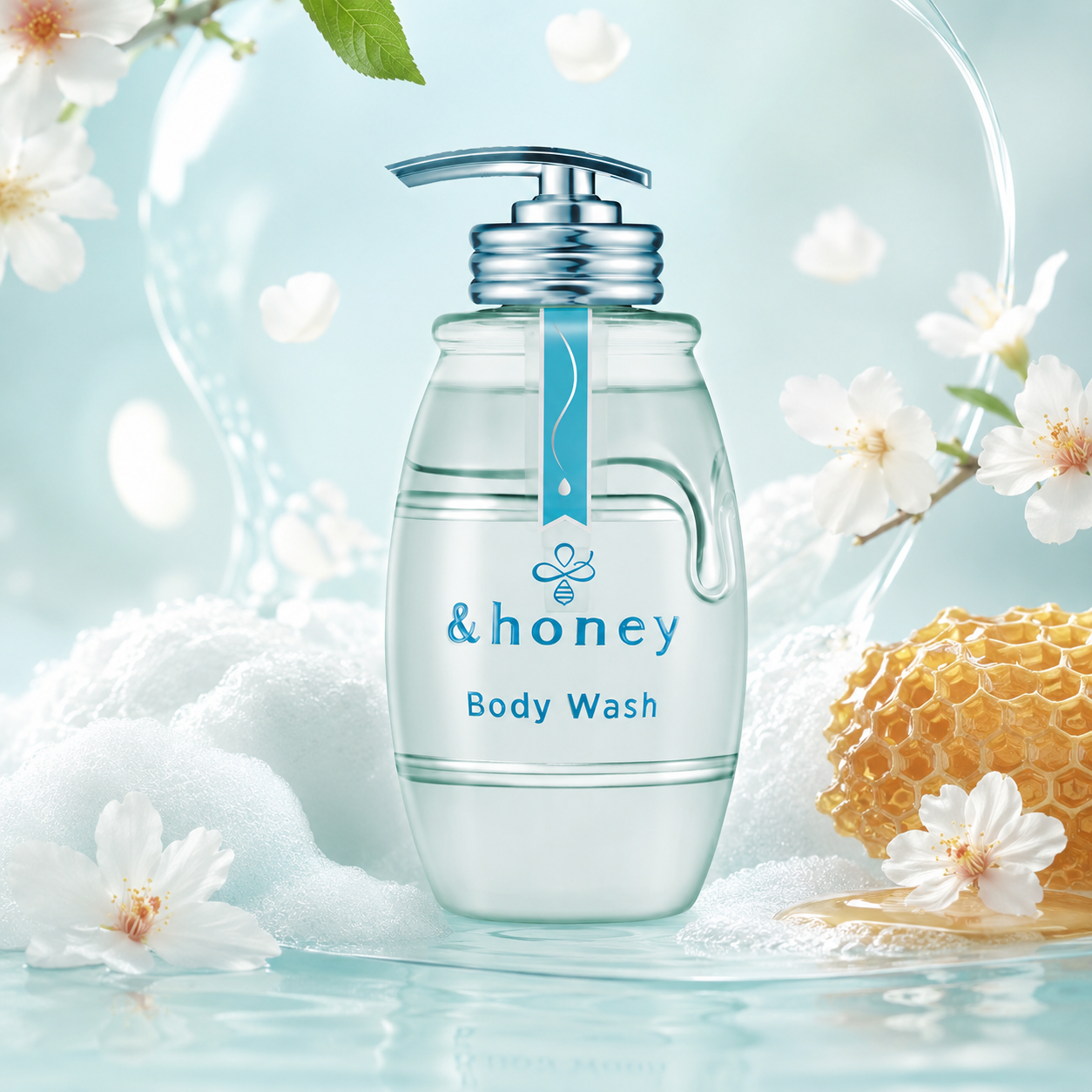 &Honey Savon Clear Gel Body Wash – Emerald Soap Honey Scent 500ml