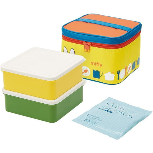 SKATER Bento Box with Cooler Bag Miffy Rabbit（SKATER 抗菌双层便当盒含保温袋 米菲兔