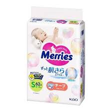 Merries  Nappies Size S 62PK （花王婴儿纸尿片 S62枚入）