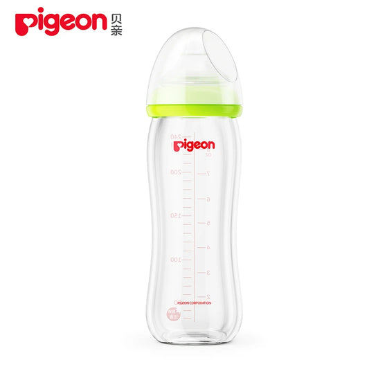 PIGEON natural wide-bore 3-month-old glass baby bottle 240ML (green)(PIGEON 贝亲 天然宽口径3个月玻璃婴儿奶瓶240ML（绿色）