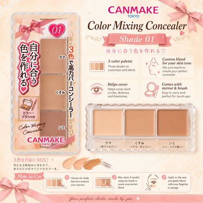 CANMAKE Tri‑Color Concealer Palette 01 Light Beige