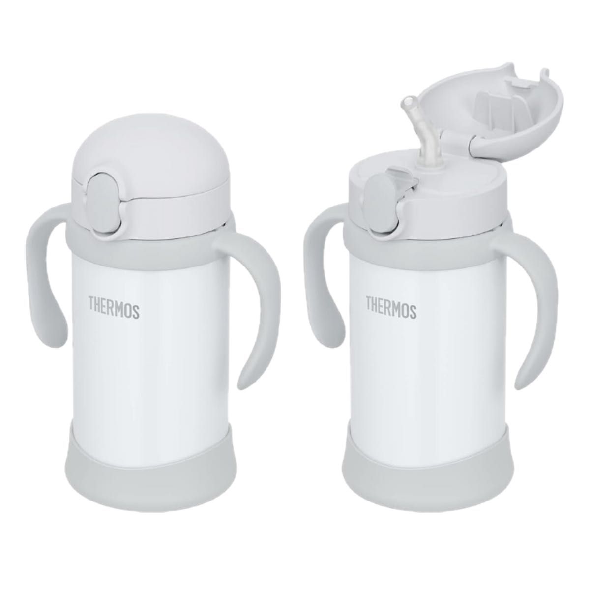 THERMOS Double-Handle Straw Cooler Cup 350 ML (Gray)