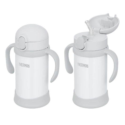 THERMOS Double-Handle Straw Cooler Cup 350 ML (Gray)