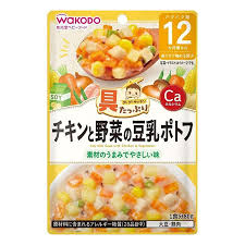 WAKODO BABY FOOD PLENTY OF INGREDIENTS CHICKEN & VEGETABLE SOY MILK 80G 12M+（和光堂咕咕厨房鸡肉和蔬菜豆浆炖锅 80g 12个月+）