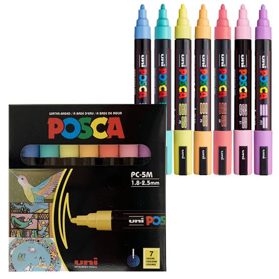 UNI POSCA PC-5M Medium Tip 7 Color Set Natural Colors