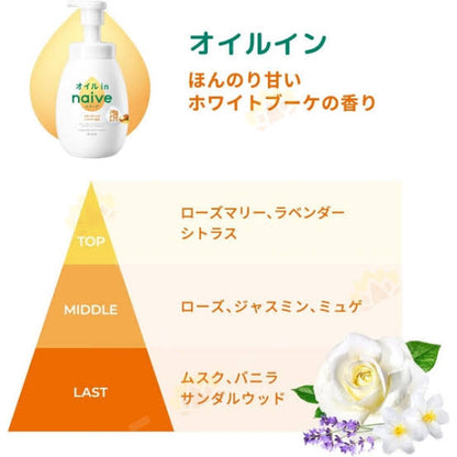 KRACIE Naive Body Wash Foam Bouquet Fragrance 530ml