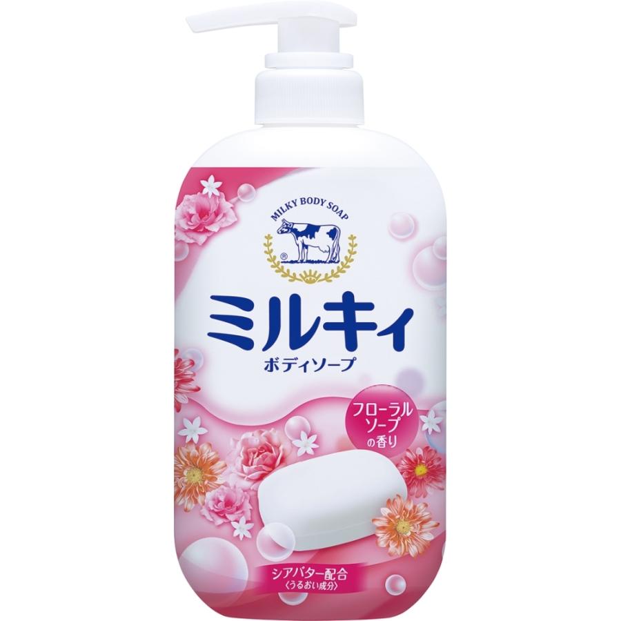 COW MILKY BODY SOAP FLORAL SOAP SCENT PUMP 550ML（COW 牛乳石碱沐浴露温和花香 550ml