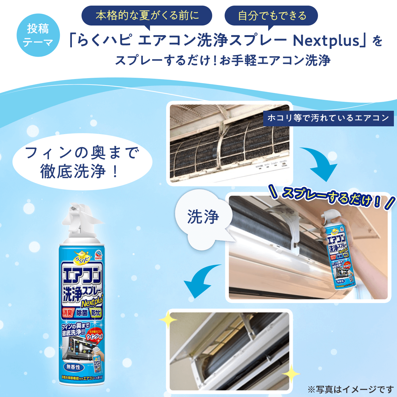 Earth Rakuhapi Air Conditioner Cleaning Spray Nextplus Unscented 420ml