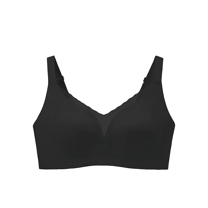 CAJ Breathable Lace Bralette with Back Closure for Large Busts – Soft Support and Side Coverage, No Underwire Bra 蕾丝透气背扣文胸大胸显小软支撑无痕收副乳无钢圈胸罩内衣女 丝云系列