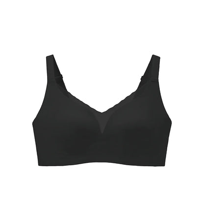 CAJ Breathable Lace Bralette with Back Closure for Large Busts – Soft Support and Side Coverage, No Underwire Bra 蕾丝透气背扣文胸大胸显小软支撑无痕收副乳无钢圈胸罩内衣女 丝云系列