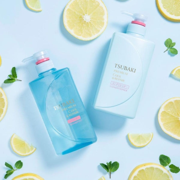 Shiseido TSUBAKI Limited Edition Cooling Care Shampoo & Conditioner Set 490 ml Each