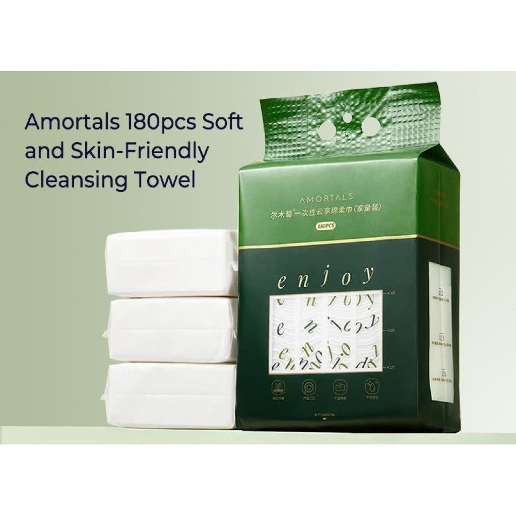 AMORTALS Disposable Soft Cotton Facial Towel 180pcs