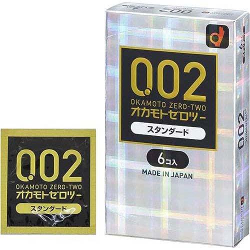 Okamoto 002EX Polyurethane Condoms – Standard Size, Extra Lubrication, 6 pcs