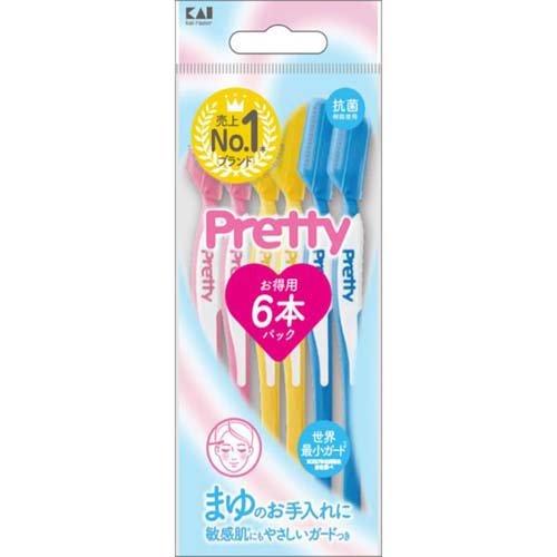 KAI PRETTY EYEBROWN RAZORS 6PCS（KAI 贝印修眉刀 6枚入）