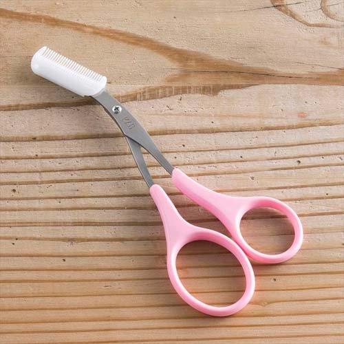 KAI Eyebrow Scissors with Comb Pink