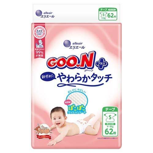 GOO.N Plus Sensitive Skin Tape Nappies S 62pcs （4-8KG）